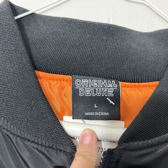 New ORIGINAL DELUXE Men's Bomber Black Jacket Size M - Picture 5 of 7